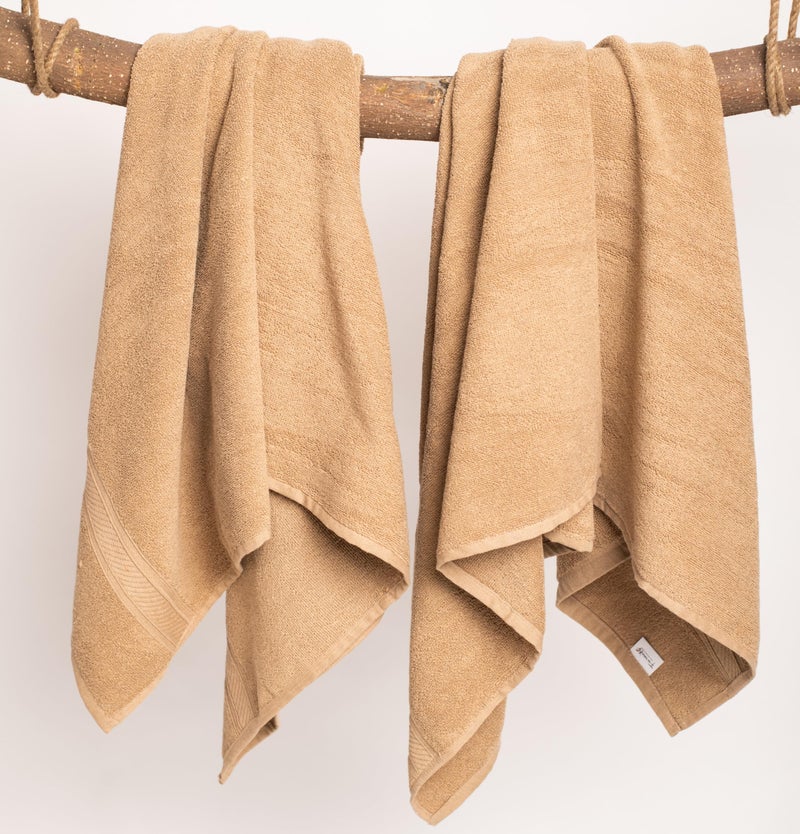 Furnofy 450 GSM Cotton Towels for Bath (70 x 140 cm), Highly Absorbent and Soft Bathroom Towels (Pack of 2 - Beige) - Image 2