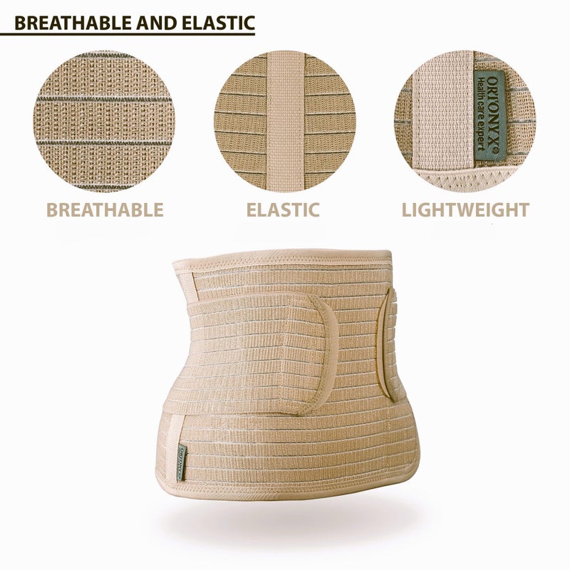 ORTONYX Ergonomic Abdominal Binder Waist and Lower Back Support Belt, Back Brace for Women u0026 Men - Breathable, Elastic, With Extra Band - Beige S/M - Image 2