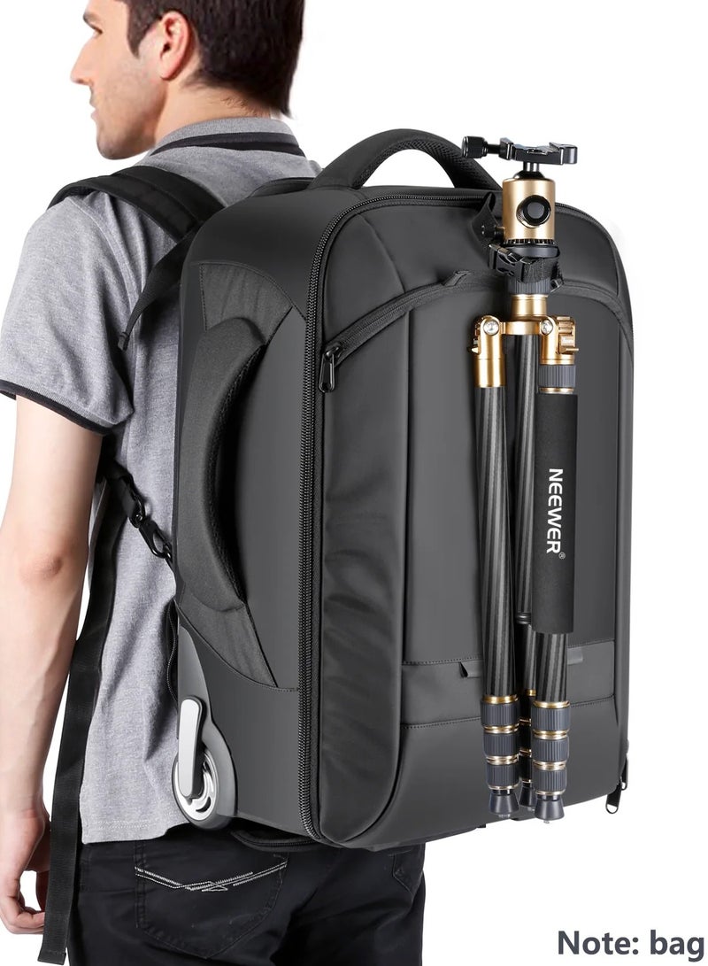 Neewer 2-in-1 Convertible Wheeled Camera Backpack and Trolley Case with Double Bar, Anti-Shock Detachable Padded Compartment for SLR/DSLR Cameras, Tripods, Lenses, and Accessories - Image 4
