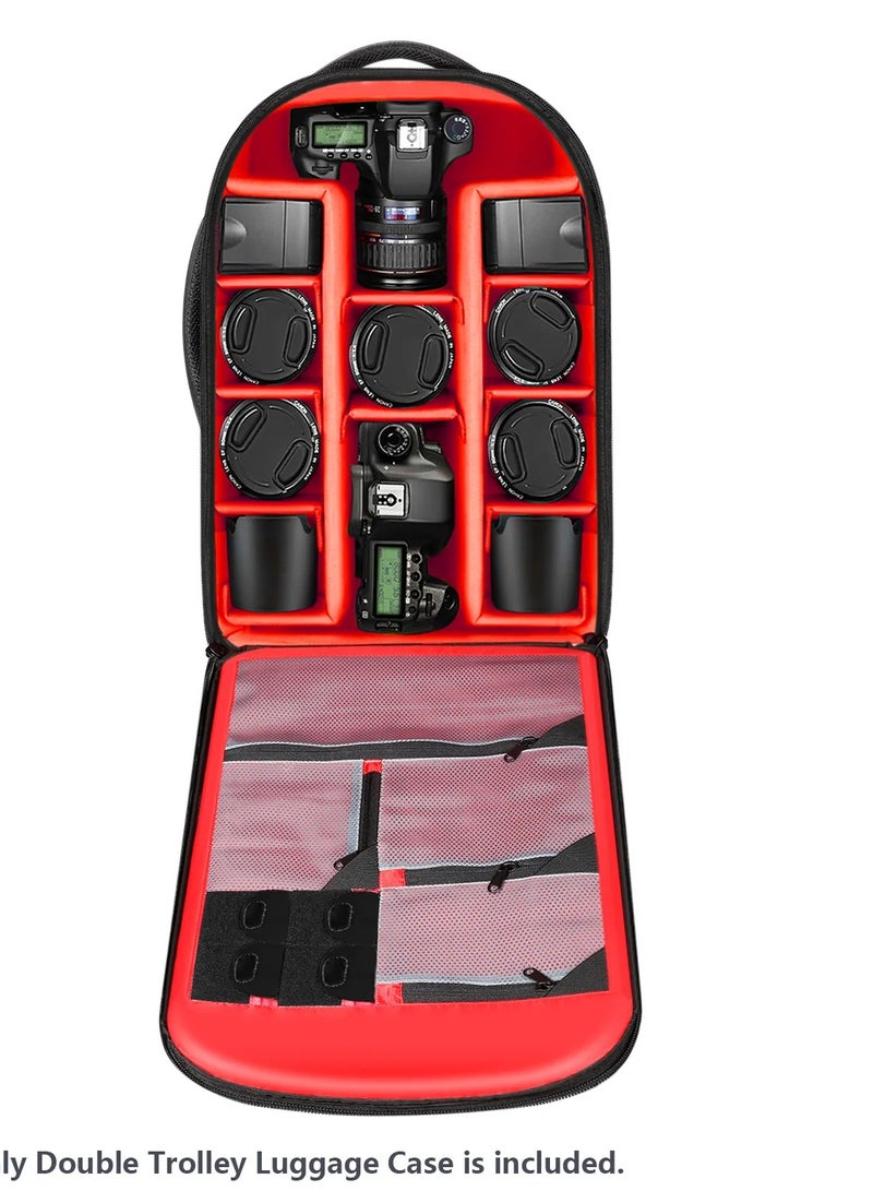 Neewer 2-in-1 Convertible Wheeled Camera Backpack and Trolley Case with Double Bar, Anti-Shock Detachable Padded Compartment for SLR/DSLR Cameras, Tripods, Lenses, and Accessories - Image 3