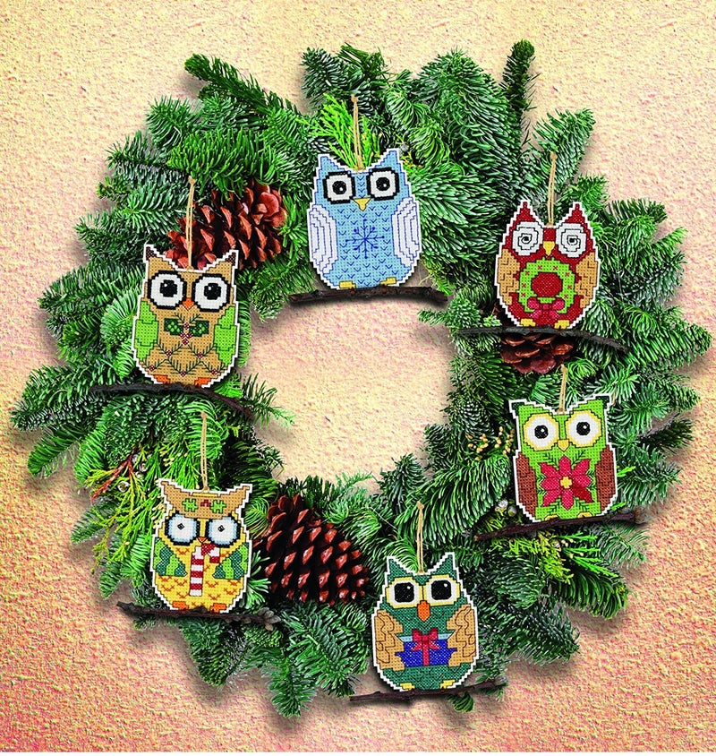 Janlynn Corp Counted Cross Stitch Kit Owl Ornaments