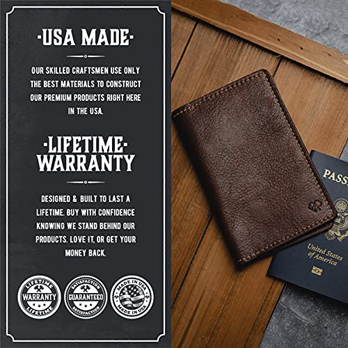 Main Street Forge Leather Passport Holder for Men Made in USA 35 x 55 Field Notes Cover Midnight Black - Image 3