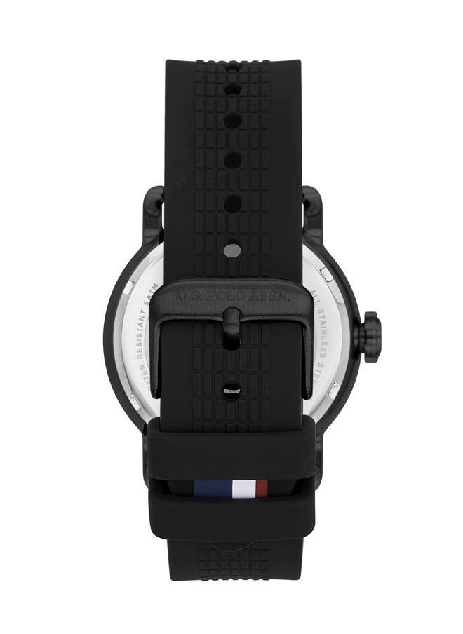 U.S. Polo Assn. U.S. Polo Assn. USPA1058-01 43mm Watch with Bold Black Dial, Chronograph Features & Comfortable Black Silicone Strap - Perfect for Active Gents  - Image 3