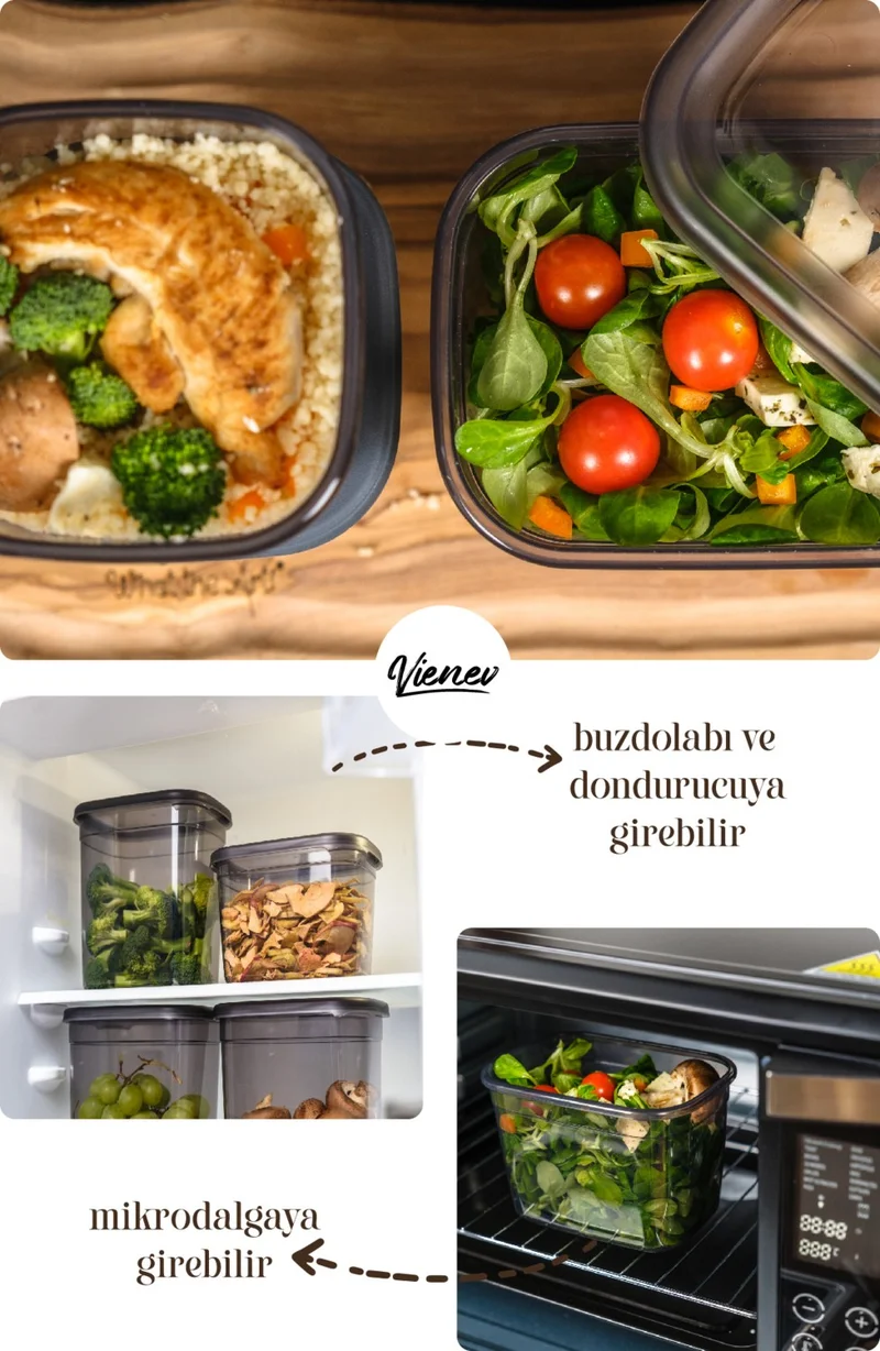 Vienev Peggy Rectangular Storage Container Set 5x(1900ml, 1500ml, 1150ml, 800ml) Labeled 20 pcs