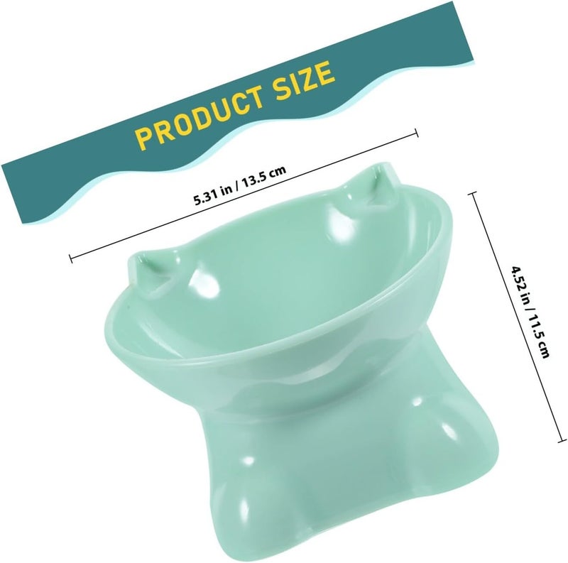 2pcs Elevated Pet Bowls with Neck Protection, Plastic Raised Cat Feeding Bowls Anti-Spill Design for Indoor Cats and Small Dogs, Blue Gray and Green - Image 2