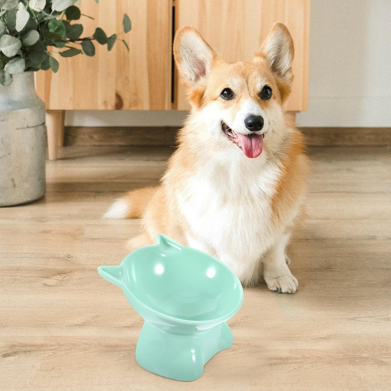 2pcs Elevated Pet Bowls with Neck Protection, Plastic Raised Cat Feeding Bowls Anti-Spill Design for Indoor Cats and Small Dogs, Blue Gray and Green - Image 5