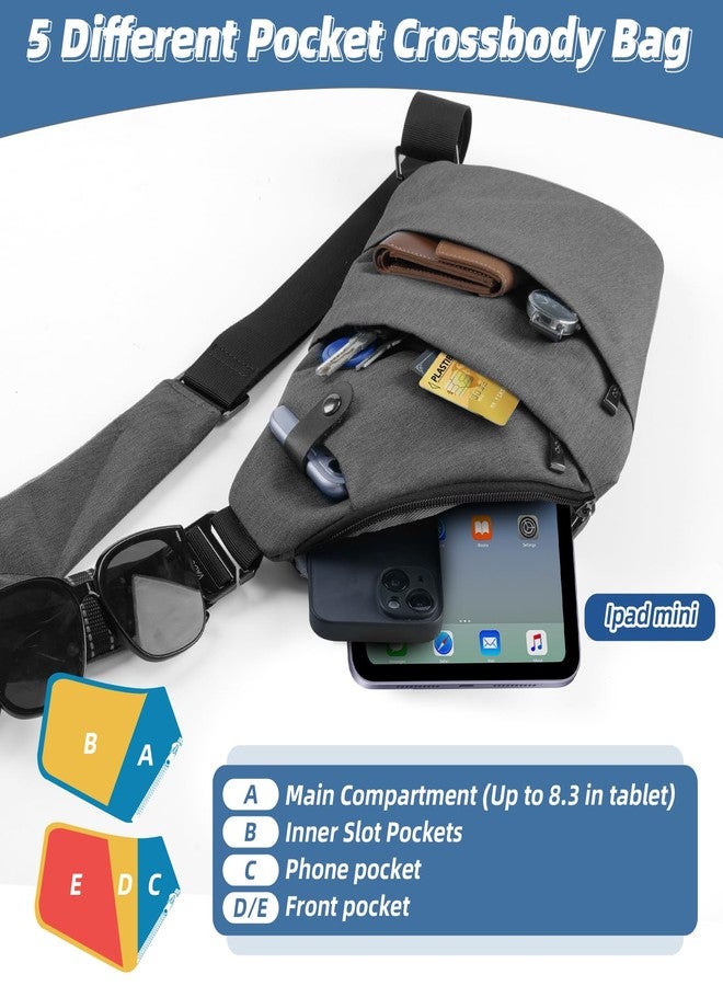 VADOO Sling Bag - Anti-theft Crossbody Shoulder Bag for Men and Women, Basic Version-dark Grey, One Size, Crossbody Bag - Image 5