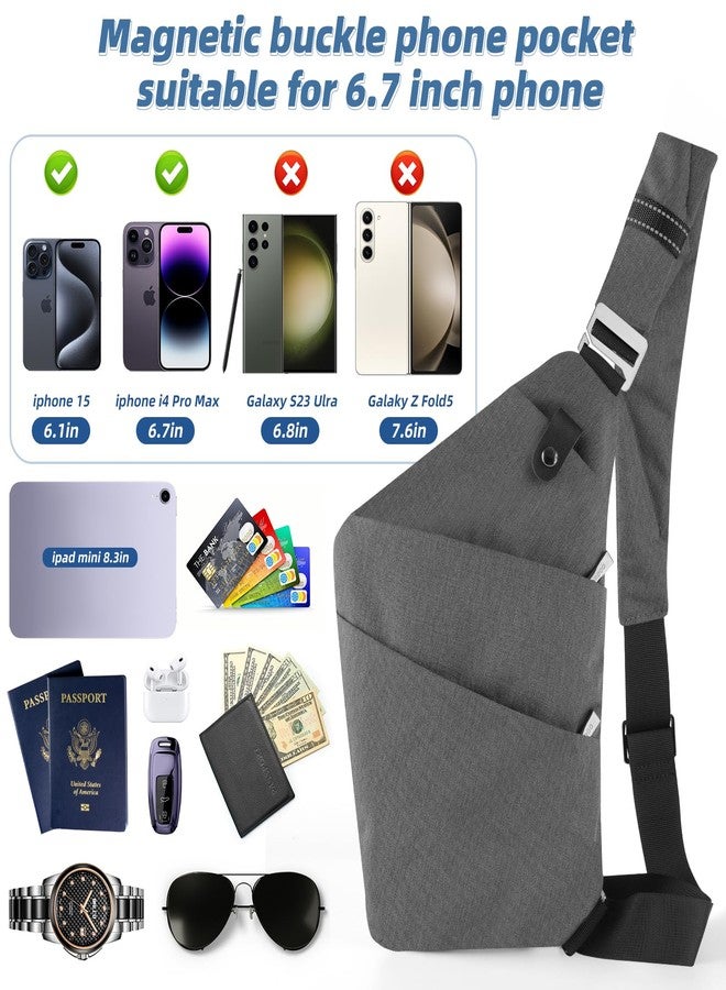 VADOO Sling Bag - Anti-theft Crossbody Shoulder Bag for Men and Women, Basic Version-dark Grey, One Size, Crossbody Bag - Image 4