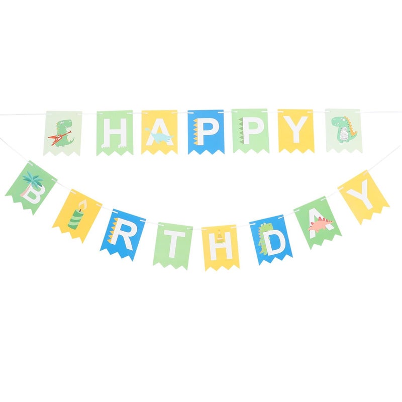 Happy Birthday Dinosaur Party Banner Decoration for Boys Noon - Image 2
