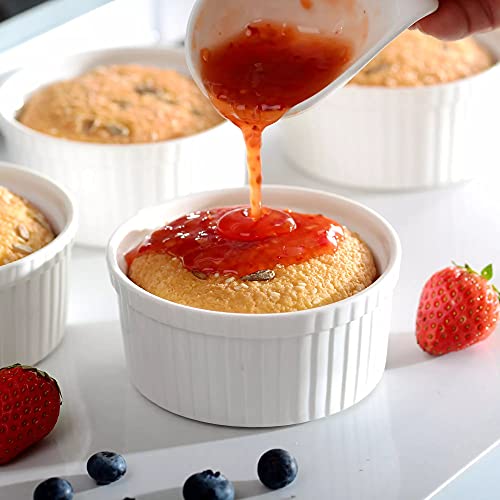 Mirakii White Bone China 100ml Ramekin Bowl Set of 6, Microwave & Dishwasher Safe for Serving Cup cake, Souffle, Pudding and Dessert - Image 3