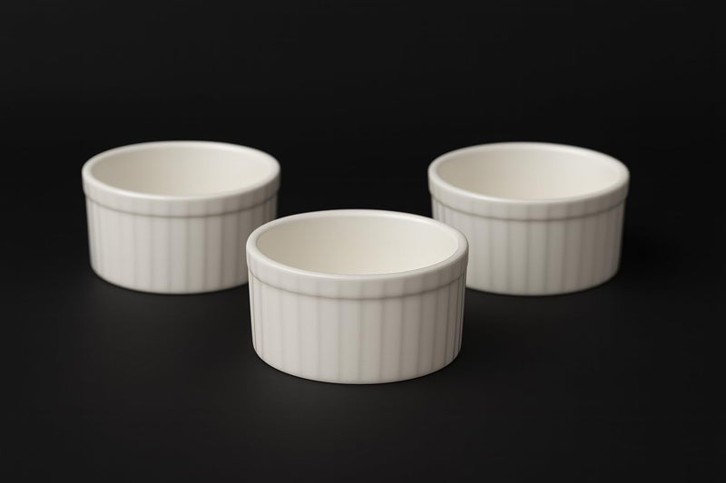 Mirakii White Bone China 100ml Ramekin Bowl Set of 6, Microwave & Dishwasher Safe for Serving Cup cake, Souffle, Pudding and Dessert - Image 4