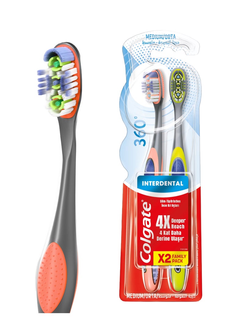 Colgate 360 Interdental Deep Clean Medium Toothbrush 2 Pcs - Image 1