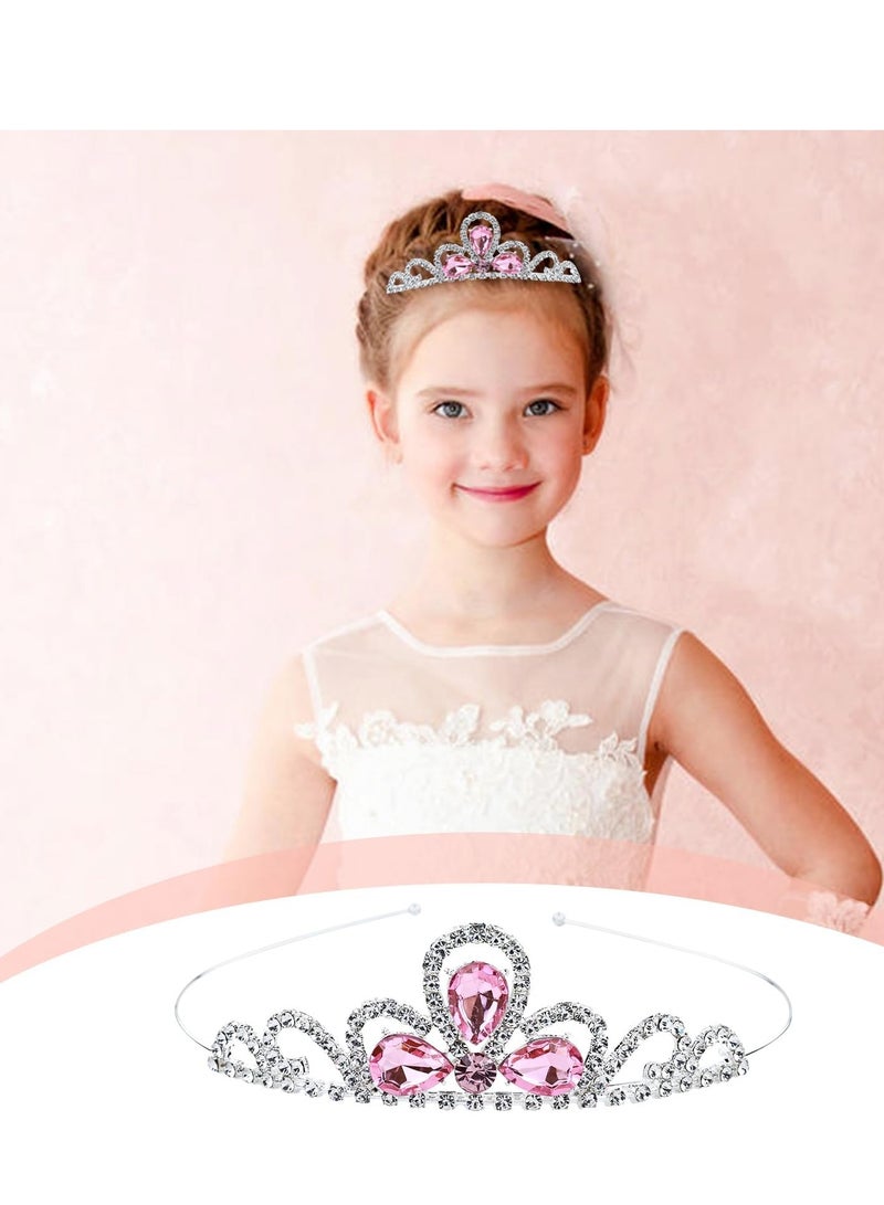 Girls Crown Tiara Sparkly Glitter Rhinestone Silver Metal Headbands, Wedding Hair Clasps Princess Accessories for Kids Women Brides for Birthday Party - Image 2