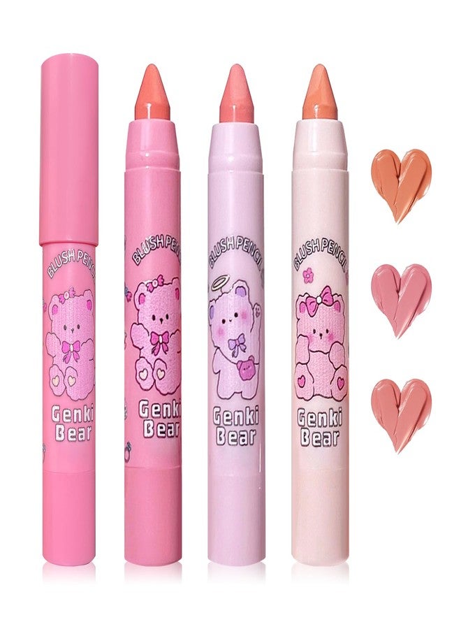 XMXueMei 3 Colors Blush Stick,Solid Cream Blush,Multi-Use Blush Stick for Cheeks,Lips and Eye,High Pigmented Blush Makeup Stick Set B - Image 1