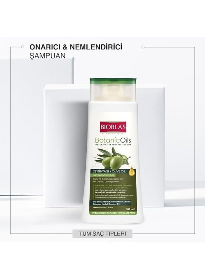 BIOBLAS BONATIC OILS NOURISHING AND REPAIRING CARE OLIVE OIL SHAMPOO FOR ALL HAIR TYPES 360 ML PARABEN FREE - Image 2