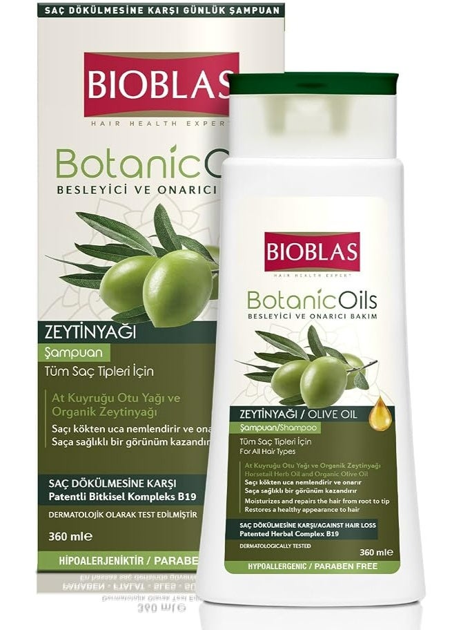 BIOBLAS BONATIC OILS NOURISHING AND REPAIRING CARE OLIVE OIL SHAMPOO FOR ALL HAIR TYPES 360 ML PARABEN FREE - Image 1