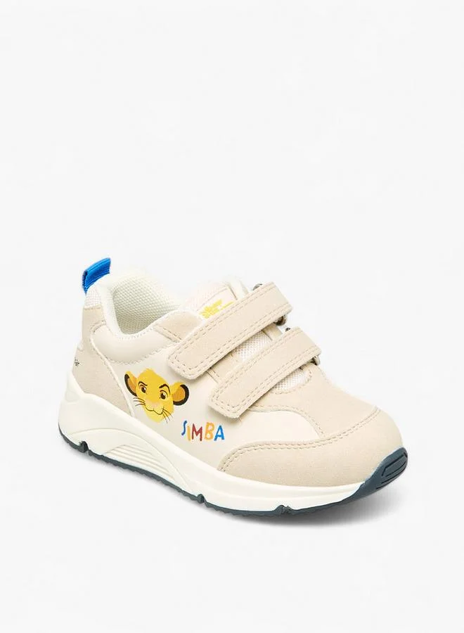ديزني Boys Simba Print Hook and Loop Sneakers