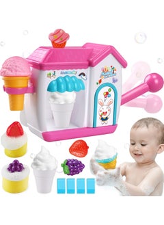 Toddler Bath Toys-Interactive Baby Shower Toys, Bubble Ice Cream Maker Bath Toy, Toddler Bath Toys Age 2-4, Bathtub Bubble Machine