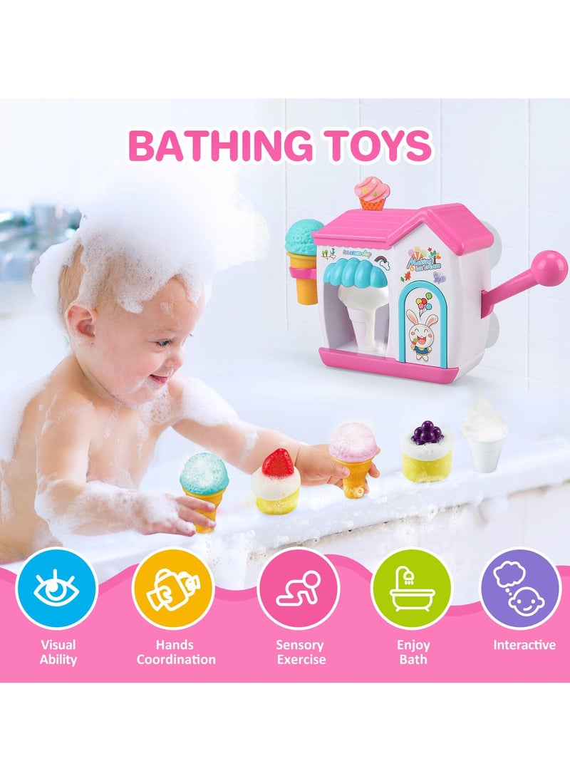SYOSI - Toddler Bath Toys-Interactive Baby Shower Toys, Bubble Ice Cream Maker Bath Toy, Toddler Bath Toys Age 2-4, Bathtub Bubble Machine - Image 1
