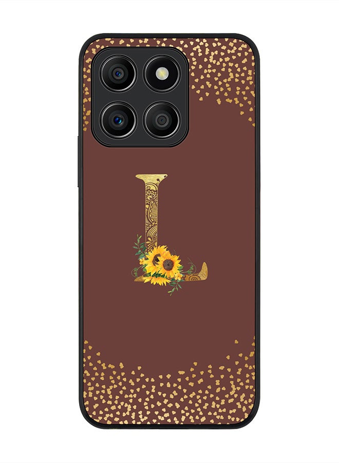 Stylizedd Rugged Black Edge Case for Honor X8b, Slim fit Case Cover - Custom Monogram Initial Letter Mandala Floral Pattern Alphabet - L (Brown ) - Image 1