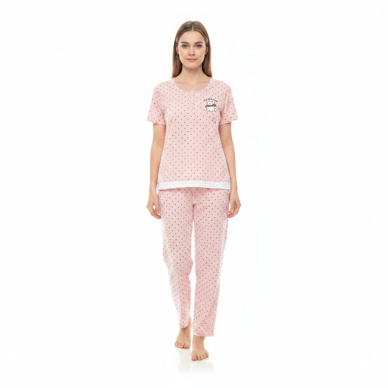 JOANNA 2-Piece Pajama Set Short Sleeve Top and Pants Soft Printed Sleepwear for Women - Image 1