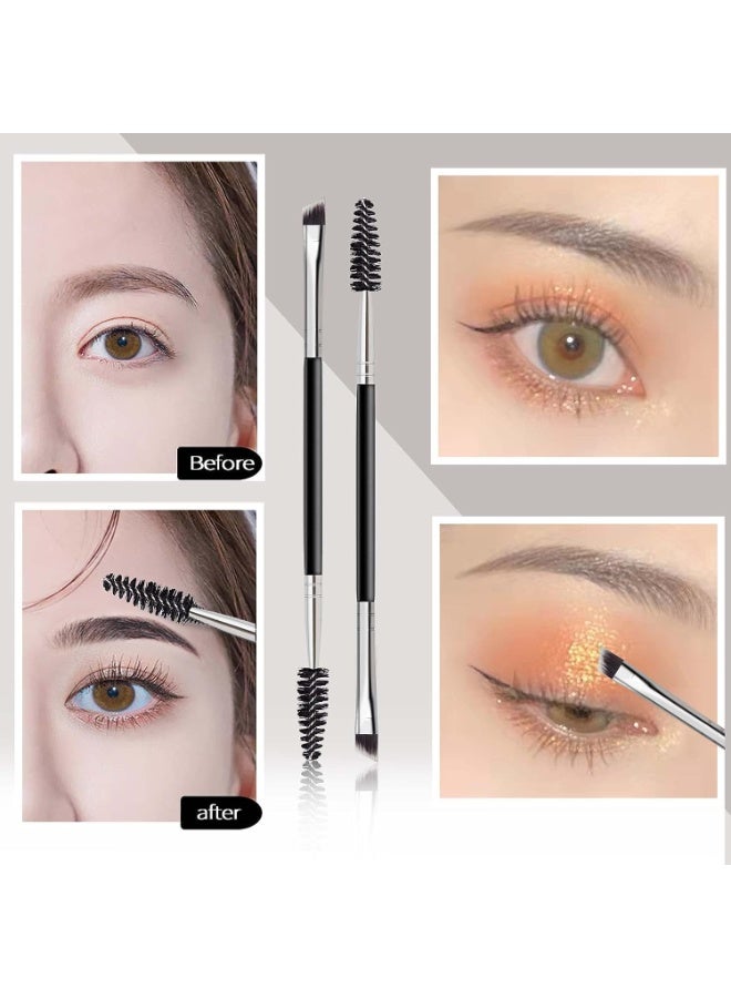FUIN 1PCS Duo Eye brow Brush, 2 In 1 Eye Angled Eyebrow and Spoolie Brush, Multi-functional Mini Eyelash Brushes for Eyelashes Extensio Makeup Precision Application - Image 5
