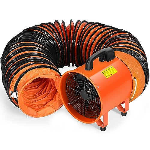 Rengue Utility Blower/Exhaust with 32.8ft Hose Fan, 1900 or 2800r/min Two Modes Heavy Duty Blower Fan 12 Inches High Velocity Ventilation Extraction and Ventilation Fan with Duct Hose - Image 1