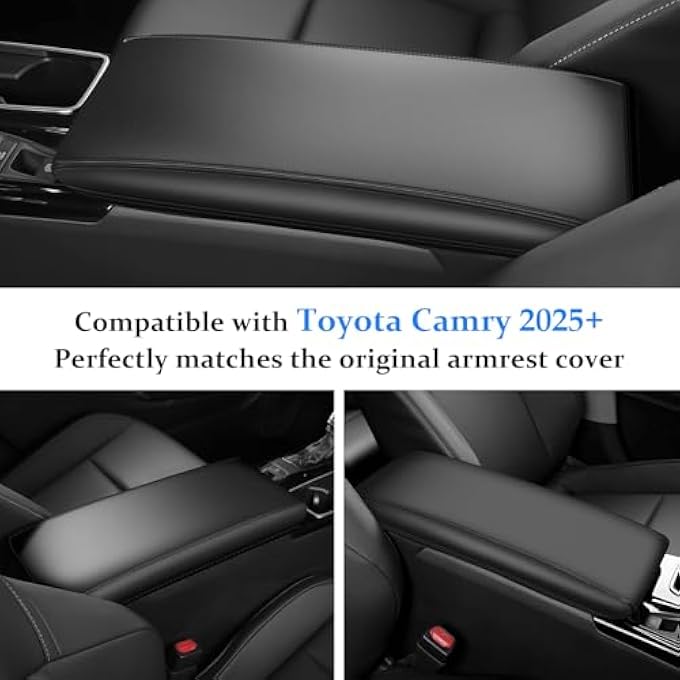 Center Console Armrest Cover For Toyota Camry Accessories 2025 Interior Camry Lesexlesxe Leather Arm Rest Seat Middle Console Box Lid Protectorblack - Image 5