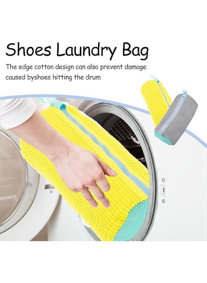 Reusable Mesh Shoe Laundry Bag with Zipper, Multi-Layer Protects Sneakers, Clog, and Mesh Shoes, Machine Washable, Yellow - Image 3