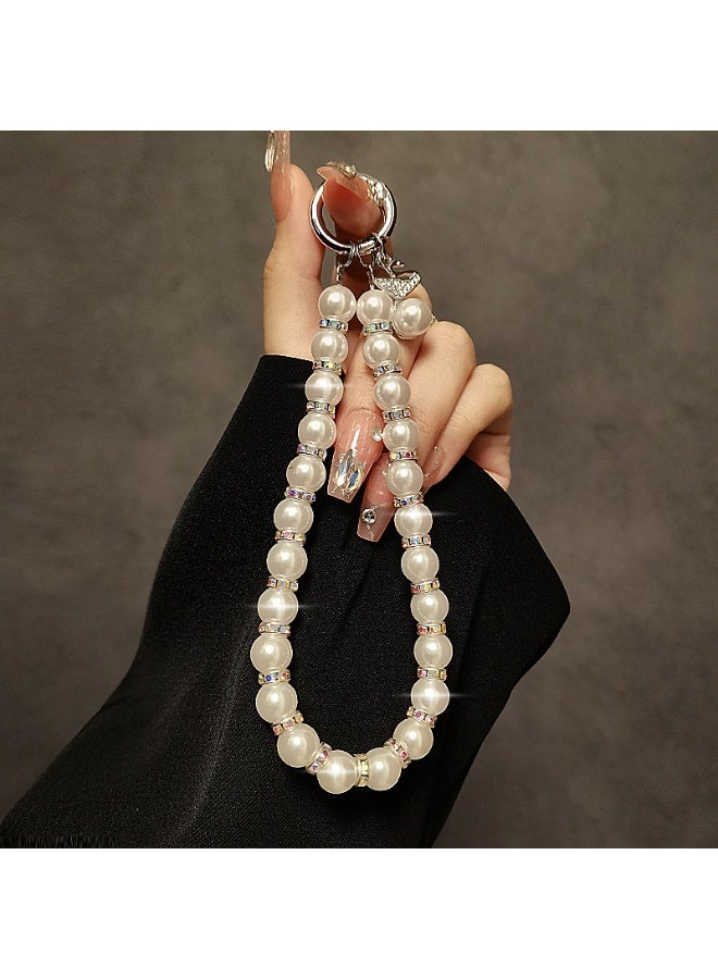 NIBEMINENT Super Cute Beaded Phone Charm – Trendy Phone Chain Wrist Strap, Shining Beads Chain Lanyard for Cell Phone - Image 1