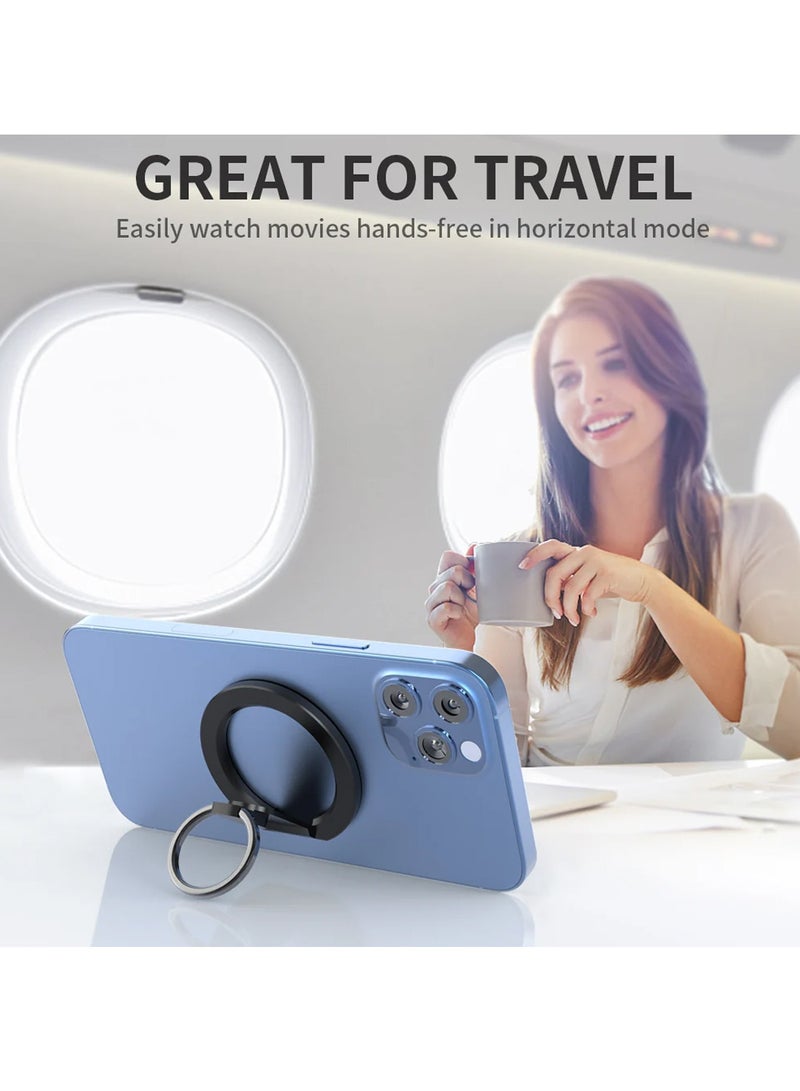 CHAPPELINE ST18 Magnetic Bracket Magnetic Phone Holder Aluminium alloy Ring Mount for MagSafe Ring Stand 360° Foldable Multi-function Magnet - Black - Image 4