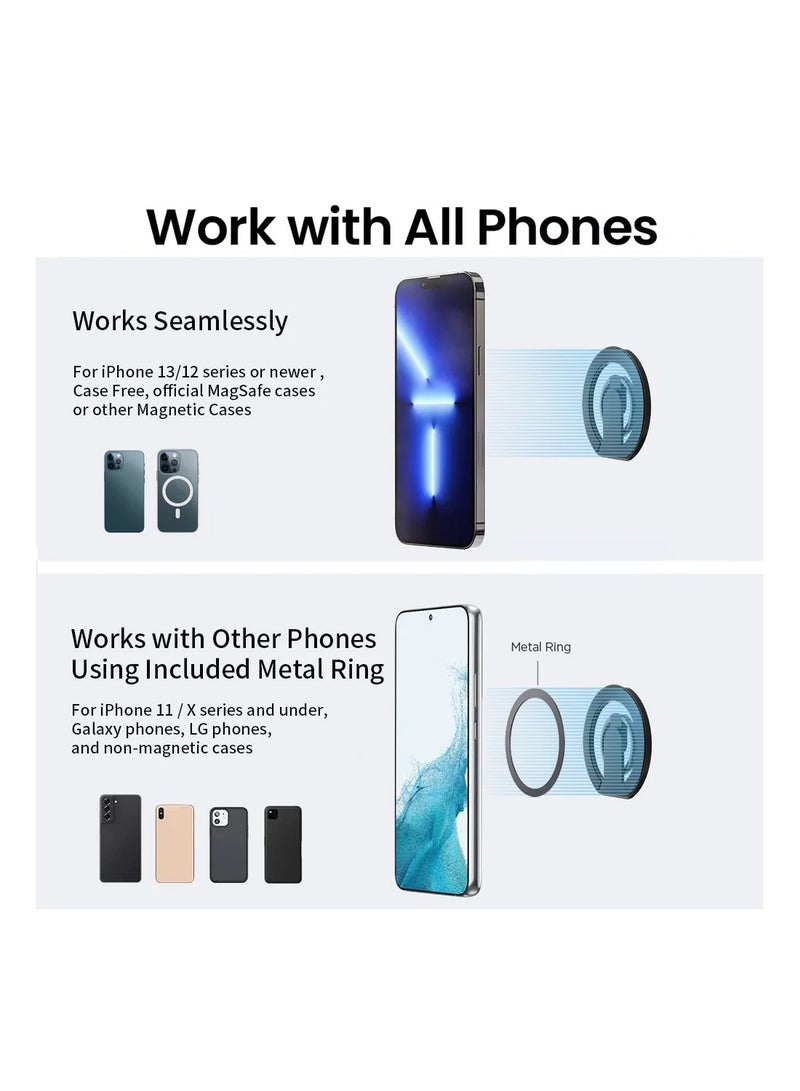 CHAPPELINE ST18 Magnetic Bracket Magnetic Phone Holder Aluminium alloy Ring Mount for MagSafe Ring Stand 360° Foldable Multi-function Magnet - Black - Image 5