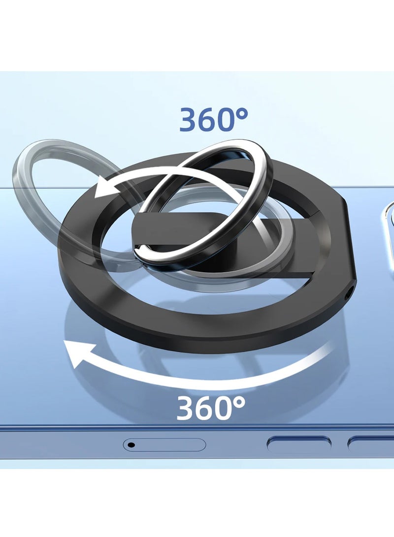 CHAPPELINE ST18 Magnetic Bracket Magnetic Phone Holder Aluminium alloy Ring Mount for MagSafe Ring Stand 360° Foldable Multi-function Magnet - Black - Image 2
