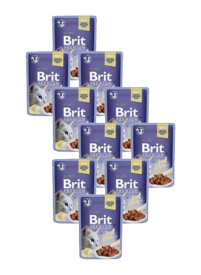 بريت BRIT PREMIUM CAT POUCH 85G BEEF FILLETS Bundle 10 pouches - Image 1