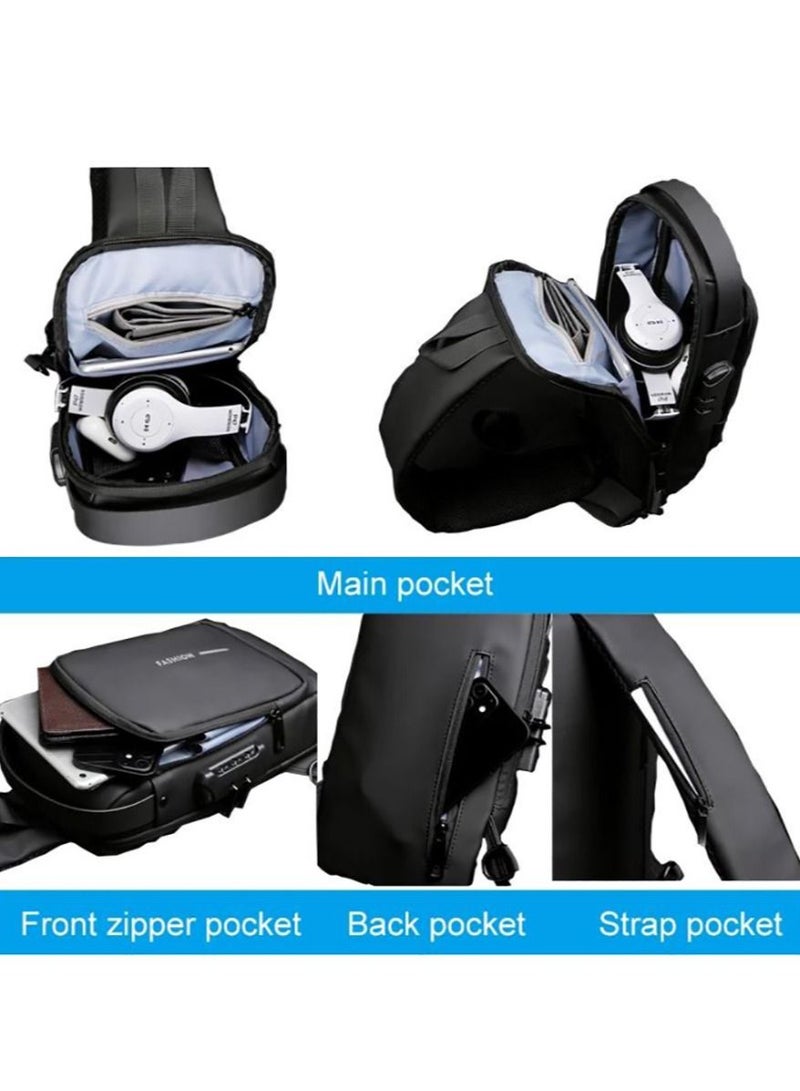 كونتكس حقيبة سفر متقاطعة للجسم مع منفذ USB وقفل مضاد للسرقة رمادي / بني - Image 4