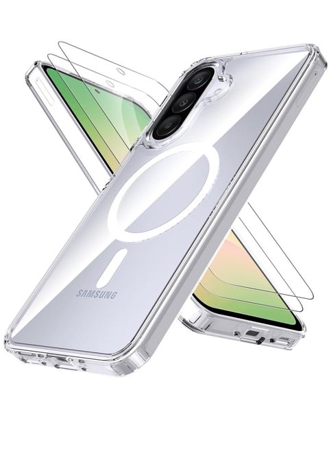 2 in 1 Samsung A56 5G Case Compatible with Magsafe Anti Yellow with Screen Protector,ShockProof Cover for Samsung Galaxy A56 5G (2025)