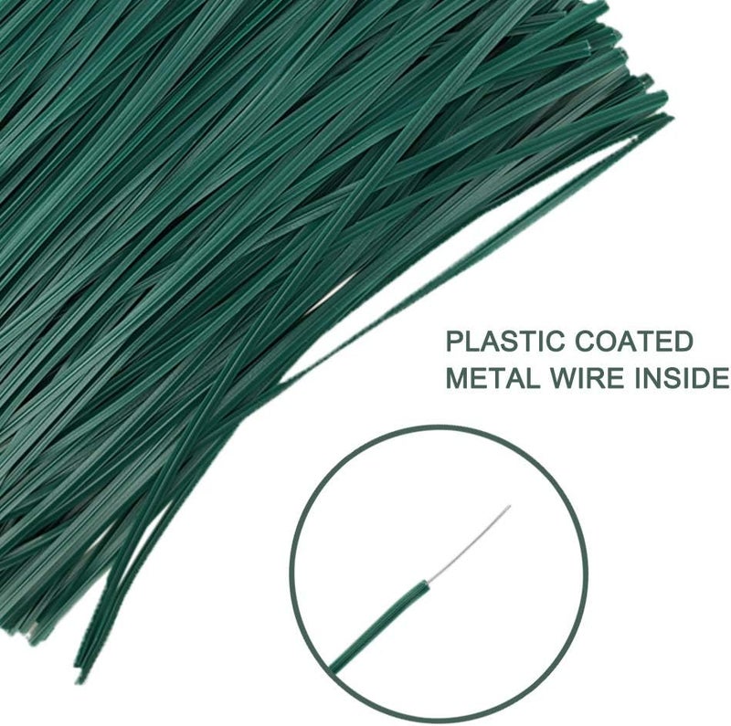 POYEE 8" 20cm Garden Twist Ties Plastic Garden Plant Support Cable Cord Ties (100, Green) - Image 2