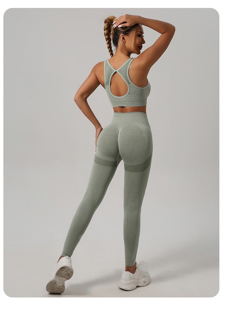 3 Piece Workout Sets for Women Butt Lifting Leggings with High Impact Sports Bra Gym Shorts - Image 3