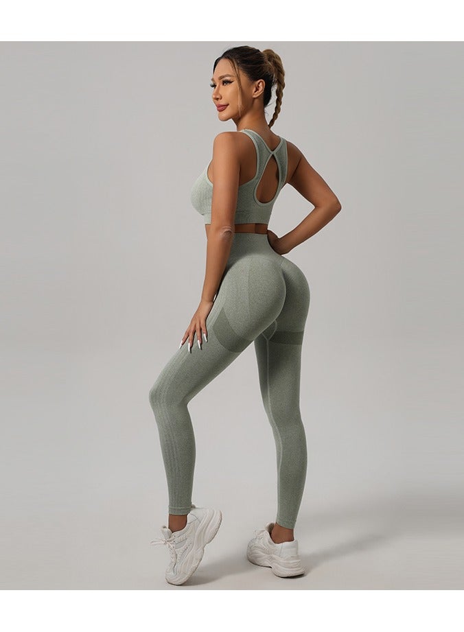 3 Piece Workout Sets for Women Butt Lifting Leggings with High Impact Sports Bra Gym Shorts - Image 2