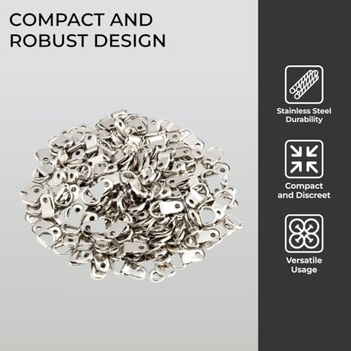 HST H&S Small D Rings Frame Hooks for Picture Hanging - 80 Pieces D Ring Picture Hangers for Frames and Canvas - Stainless Steel Frame Bracket Hanger with 80 Screws for Hard Walls - Image 4