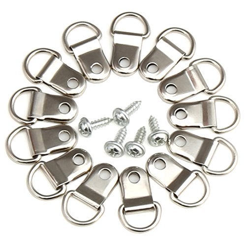 HST H&S Small D Rings Frame Hooks for Picture Hanging - 80 Pieces D Ring Picture Hangers for Frames and Canvas - Stainless Steel Frame Bracket Hanger with 80 Screws for Hard Walls - Image 1