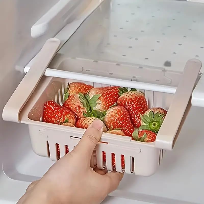 VIVITO Adjustable Refrigerator Storage Organizers Set of 4 Plastic Virgin Freeze Storage Boxes Storage Trays Sliding Vegetable Organizer Tray Box - Image 2