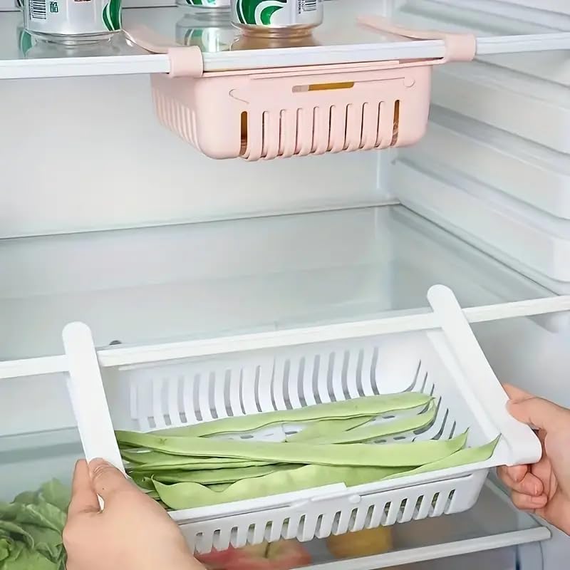 VIVITO Adjustable Refrigerator Storage Organizers Set of 4 Plastic Virgin Freeze Storage Boxes Storage Trays Sliding Vegetable Organizer Tray Box - Image 4