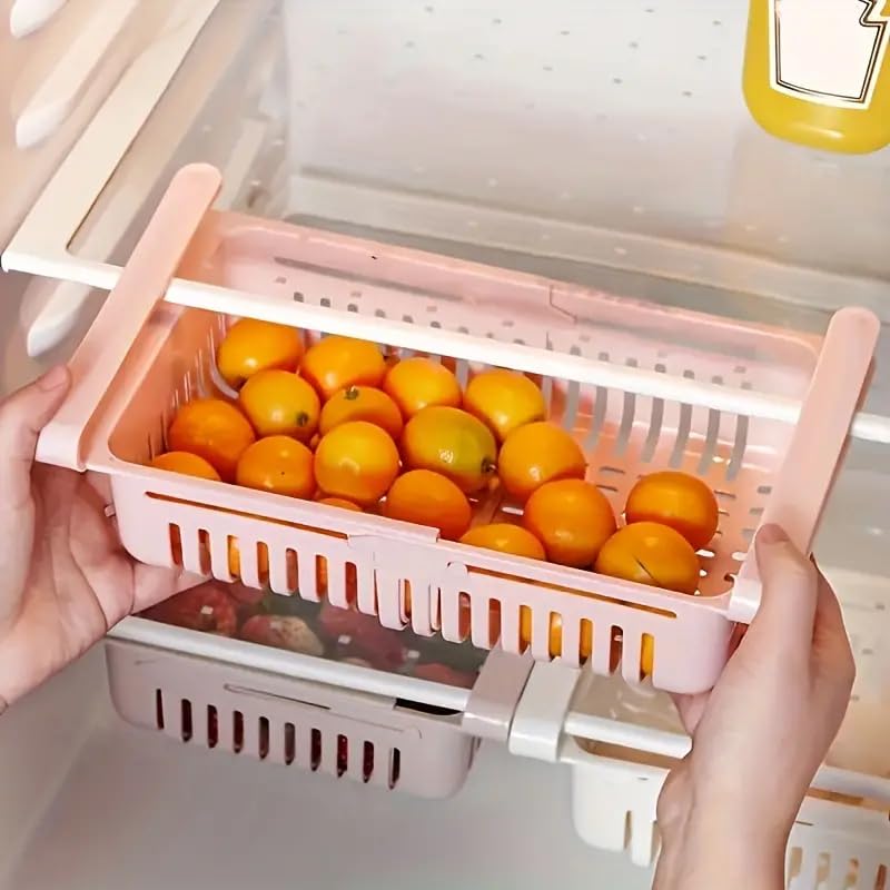 VIVITO Adjustable Refrigerator Storage Organizers Set of 4 Plastic Virgin Freeze Storage Boxes Storage Trays Sliding Vegetable Organizer Tray Box - Image 3