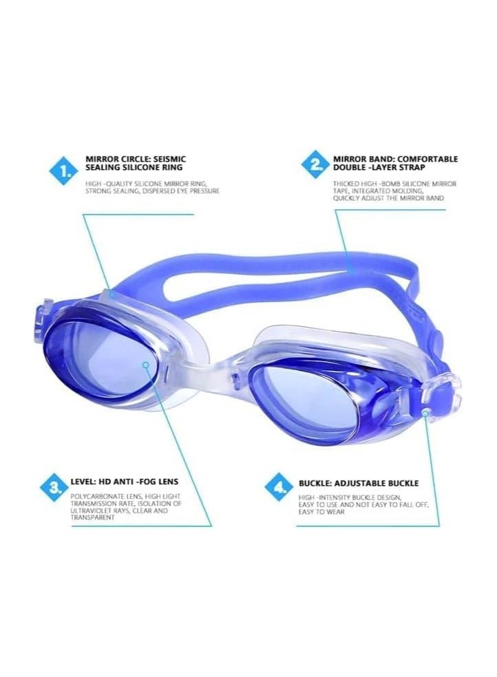Swim Goggles Anti Fog Anti-Leak UV Protection Youth Kids Wide Swim Goggles with Adjustable Strap (Multicolor) - Image 3