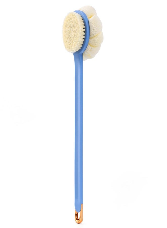 Wegopro Bath Brush with 2-in-1 Bristles and Loofah, Shower Brush Back Scrubber, Shower Body Brush with Curved Long Handle, for Wet or Dry, Men and Women - Image 3