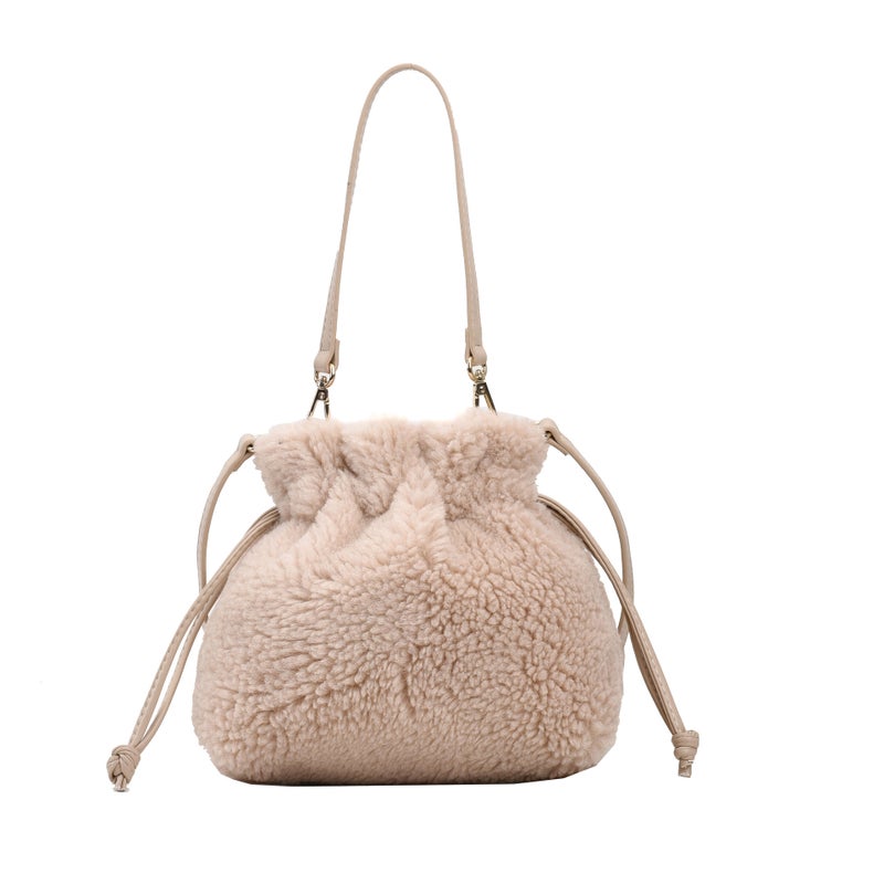 2023 Particle Lamb Fur Bag Women'S Portable Coin Purse Crossbody Drawstring Lucky Bag Plush Bag - Image 1