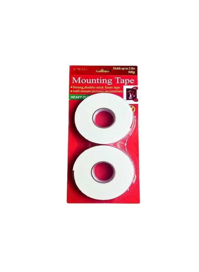 شريط تثبيت مزدوج الجوانب شديد التحمل، 2 بكرة، إجمالي 2 متر، التصاق قوي، لون أبيض نظيف، مقطوع حسب الحجم، مثالي للحرف اليدوية والمشاريع المنزلية والديكور المنزلي ويتحمل حتى 900 جرام - Image 3