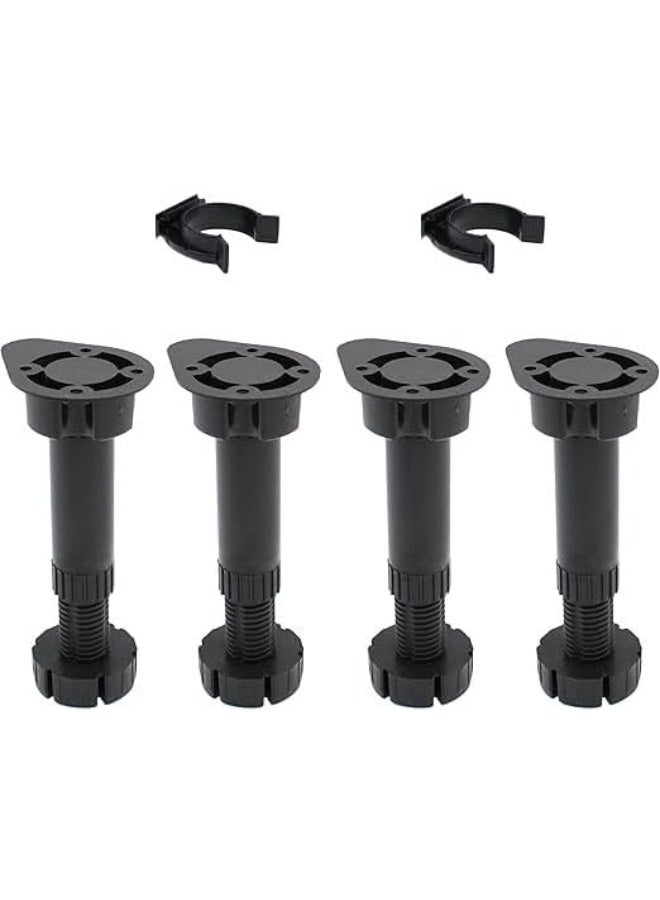 100mm height adjustable, 4-pack) Unit Cabinet Legs | Height Adjustable 100–150mm | Black Plastic with Base Clips | Pack of 4 - Image 2
