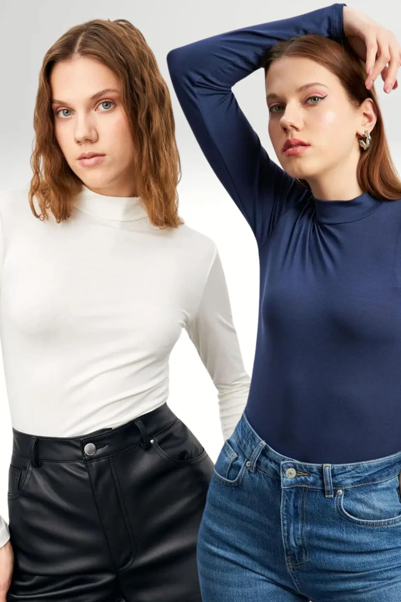 بيبانتولون BIPANTOLON Women's 2-Pack Slim Fit Bodysuits